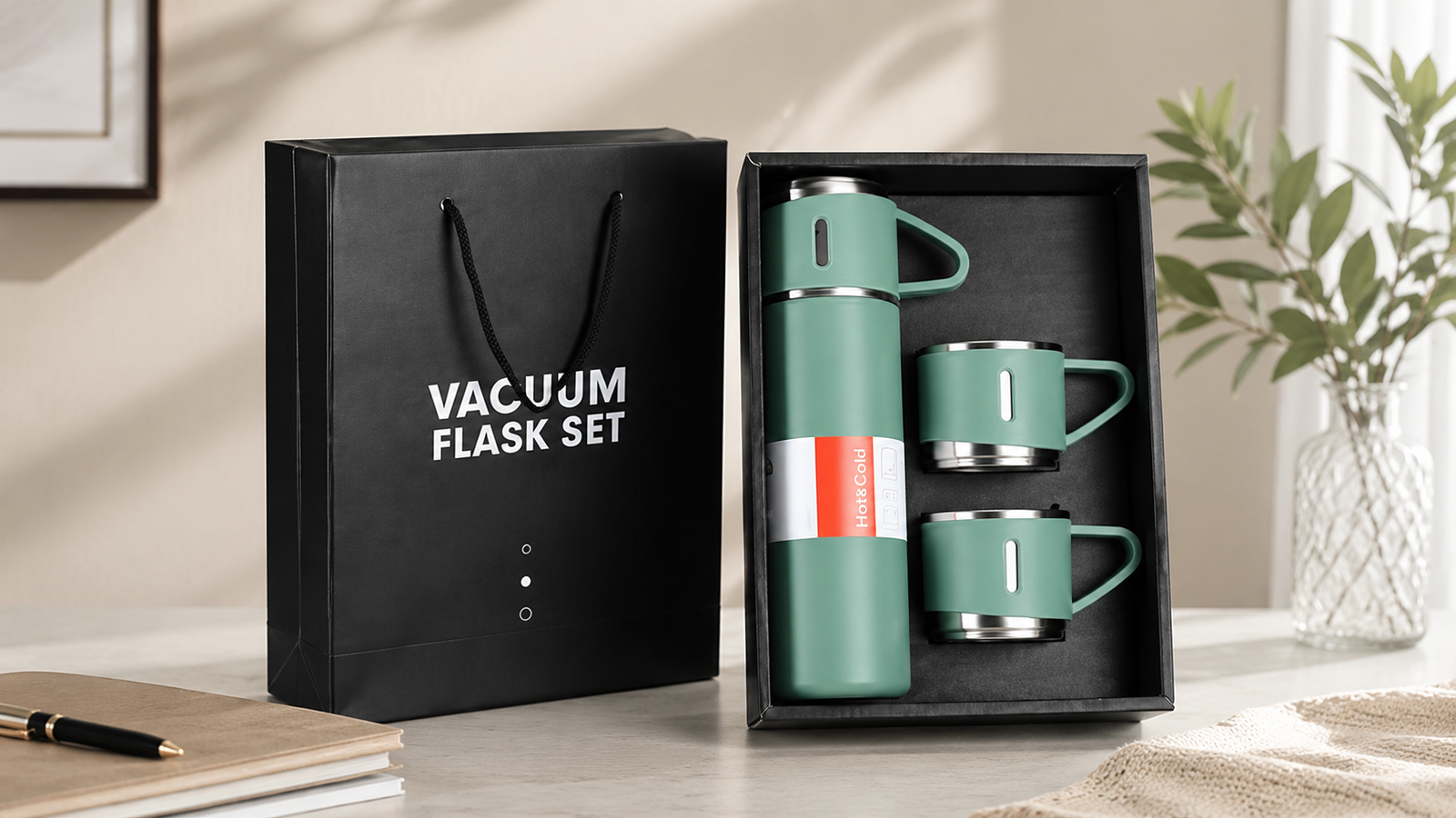 Premium Vacuum Flask Gift Set
