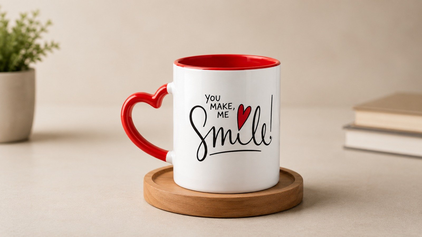 Smile Heart Handle Ceramic Mug